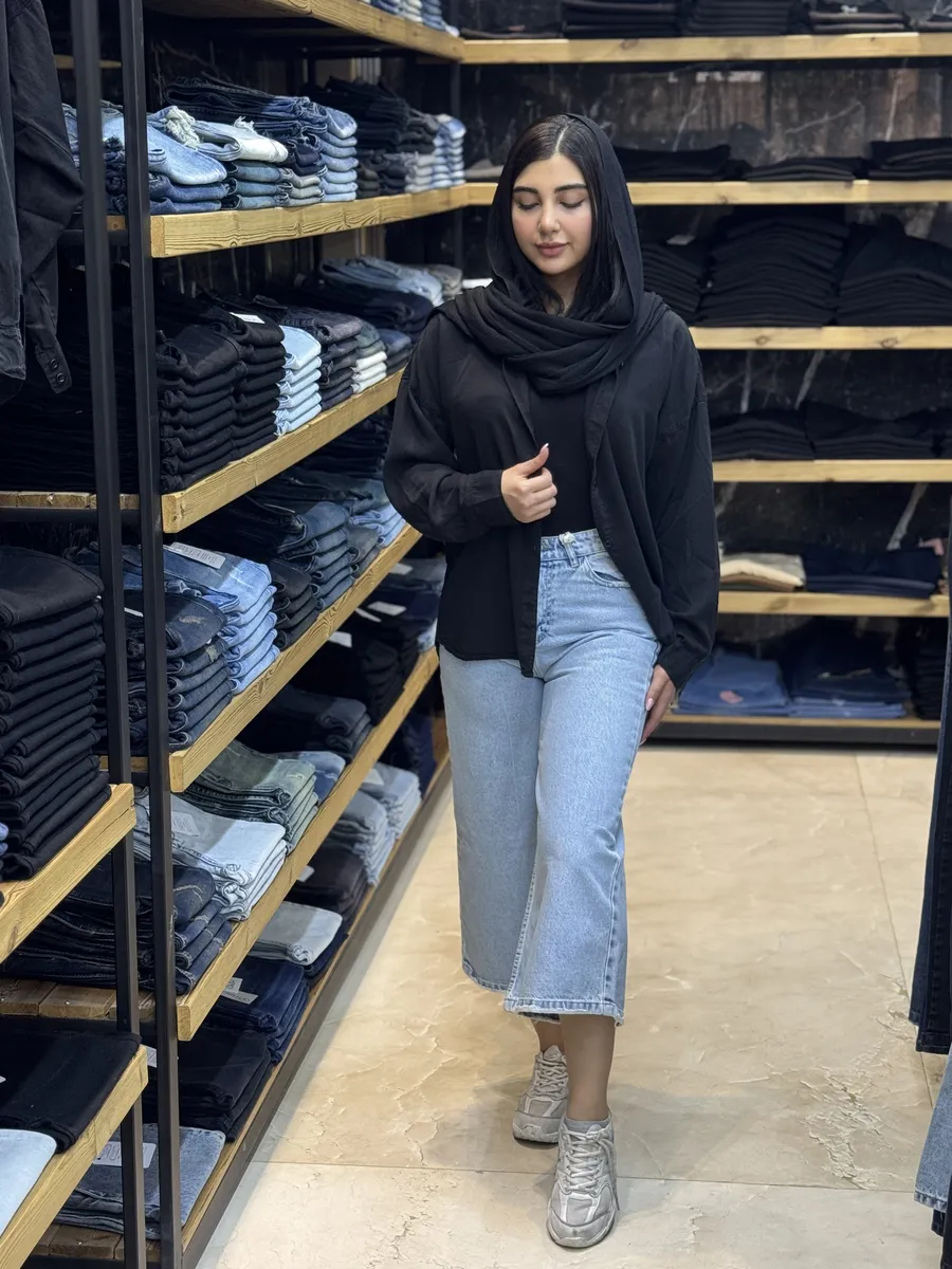 شلوار جین مدل واید لگ آسمانی