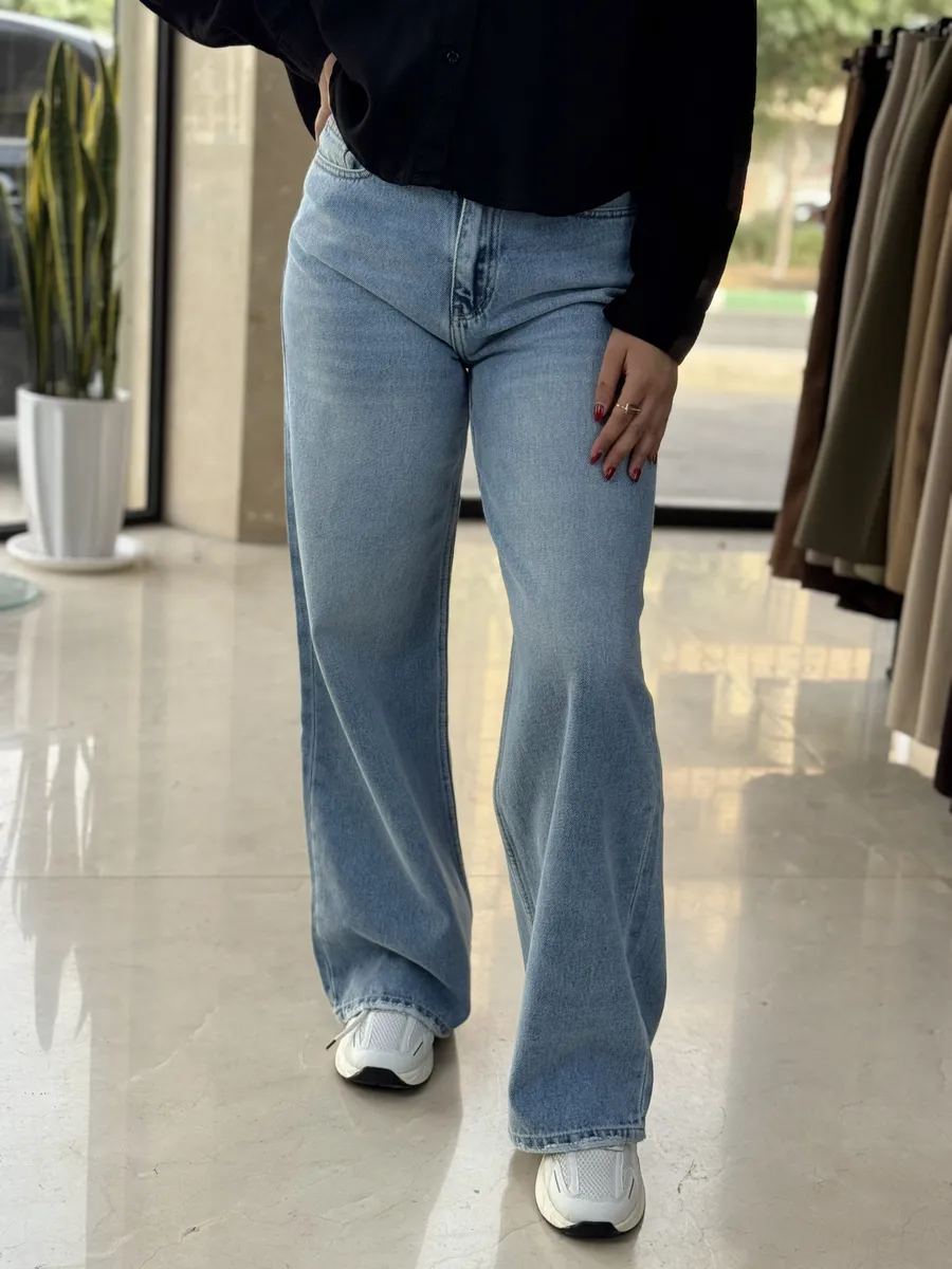 شلوار جین مدل بگ آبی دنیز